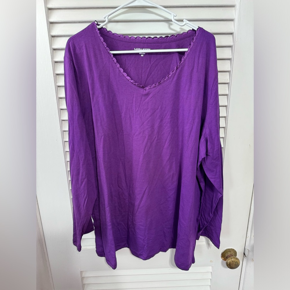 NWOT 3X purple Laura Scott purple pajama top with scalloped neck line